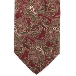 PEACOCK Tie Handmade Pure Silk Red Green White Paisley Elegant Men's Necktie